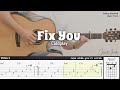 Fix You Coldplay Fingerstyle Guitar TAB Chords Lyrics