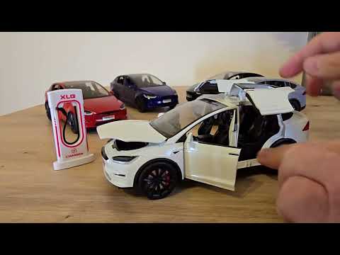Машинка металл Tesla model X электрокар синяя Тесла 1:24 откр двери баг капот звук свет 17,5*7,5*5,5см (EL 97188) - фото 1 - id-p2615265156
