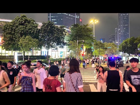 Caminhada no distrito de China Tianhe, caminhada noturna em Guangzhou