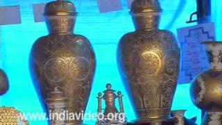 Meenakari decorated white marble artifacts from Rajasthan