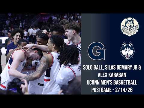 Solo Ball, Silas Demary Jr., Alex Karaban: UConn postgame press conference (Georgetown) - 2/14/26