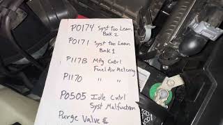Toyota Sienna Check Engine P0174, P0171, P117B,  P1170, P0505 no cost fix
