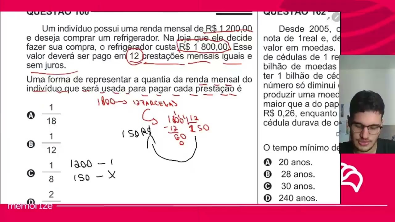 Resolução em Vídeo — Questão 160 ENEM 2014 Reaplicação