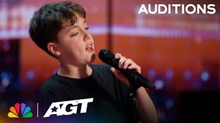 12-year-old Alfie Andrews receives a STANDING OVATION for &quot;Hold My Hand&quot; | Auditions | AGT 2023
