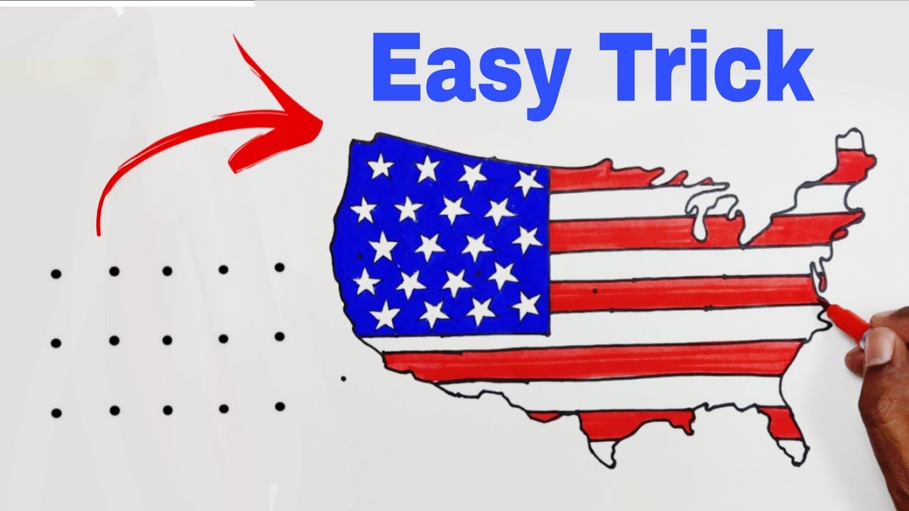 USA Map Drawing Tutorial | Easy Trick to Draw the United States | How to Draw the USA Map Easily
