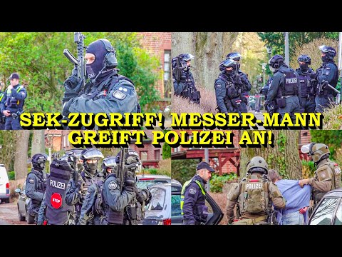 +++ MESSER-MANN GREIFT POLIZEI AN +++ SPEZIALEINSATZKOMMANDO (SEK) und BFE+ MIT ZUGRIFF & FESTNAHME
