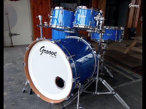 DEMO! Blue Sparkle Over Mahogany 22",10,12,16"+14" Drums