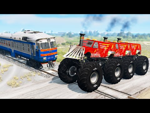 Railway Сrossing Train Сrashes #14 - Beamng drive
