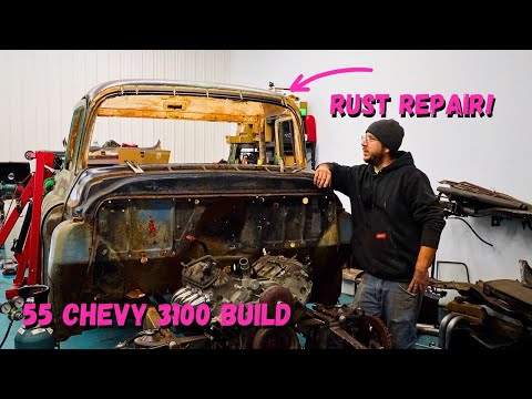 55 Chevy Truck Build - Rust Repair Above The Windshield - Building My Wife's Dream Truck