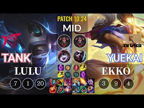 TLN Tank Lulu vs RNG yuekai Ekko Mid - KR Patch 10.24