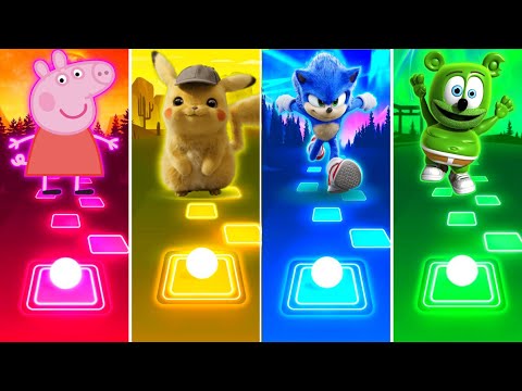 Peppa Pig VS Pikachu VS Sonic VS Gummy Bear - Tiles Hop EDM Rush