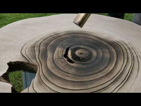 Charred Wood Technique - Live Edge Coffee Table  - Shou Sugi Ban