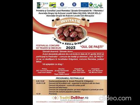 Festivalul  de tradiții și obiceiuri „OUL DE PAȘTI” – editia XXV Drăgoteni – Bihor, 21 aprilie 2022