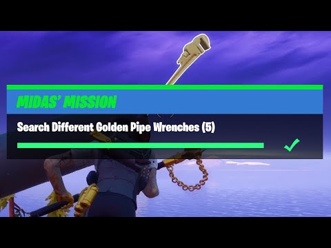 Search Different Golden Pipe Wrenches (5) - Fortnite Midas' Mission Challenges