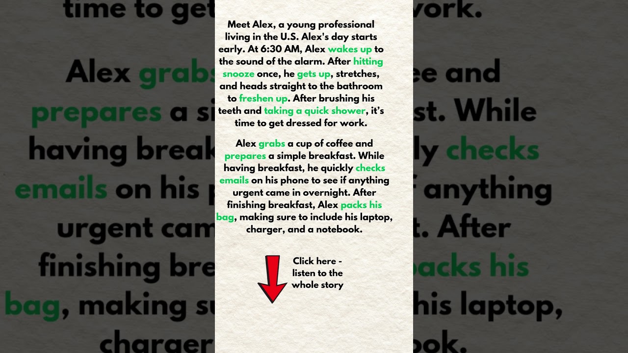 Present Simple Tense Story | A Day in the life of a Young Professional