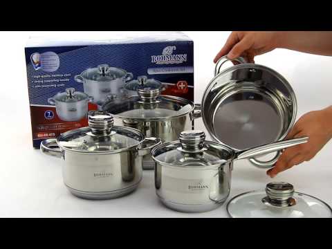 Набор кастрюль Bohmann BH 08-475 (8 предметов, нержавеющая сталь) - MiniLavka - фото 1 - id-p1547504591