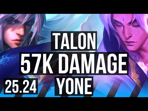 TALON vs YONE (MID) | 57K damage, Good KDA: 22/3/9 | EUW Master | 25.24