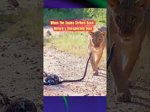 When the Snake Strikes Back: Nature's Unexpected Duel‼️ #wildlife #lion #snake