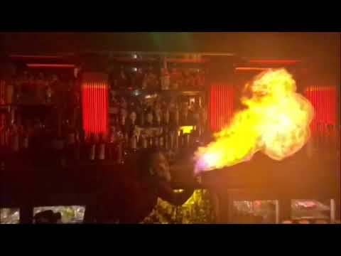 Fire breathing bar trick