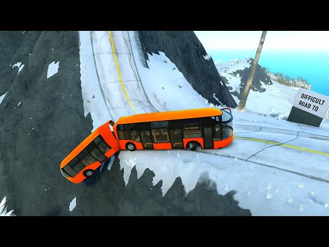 World’s Most Dangerous Road vs Articulated Bus | BeamNG Drive