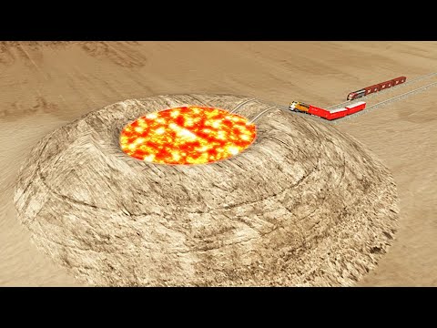 Trains vs Giant Lava Pit #5 BeamNG Drive