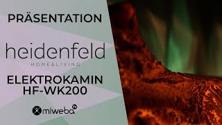 Elektrokamin Heidenfeld WK 200 | Elektroheizung | Wandmontage 3D Flammen-Optik in 10 Farben | 2023