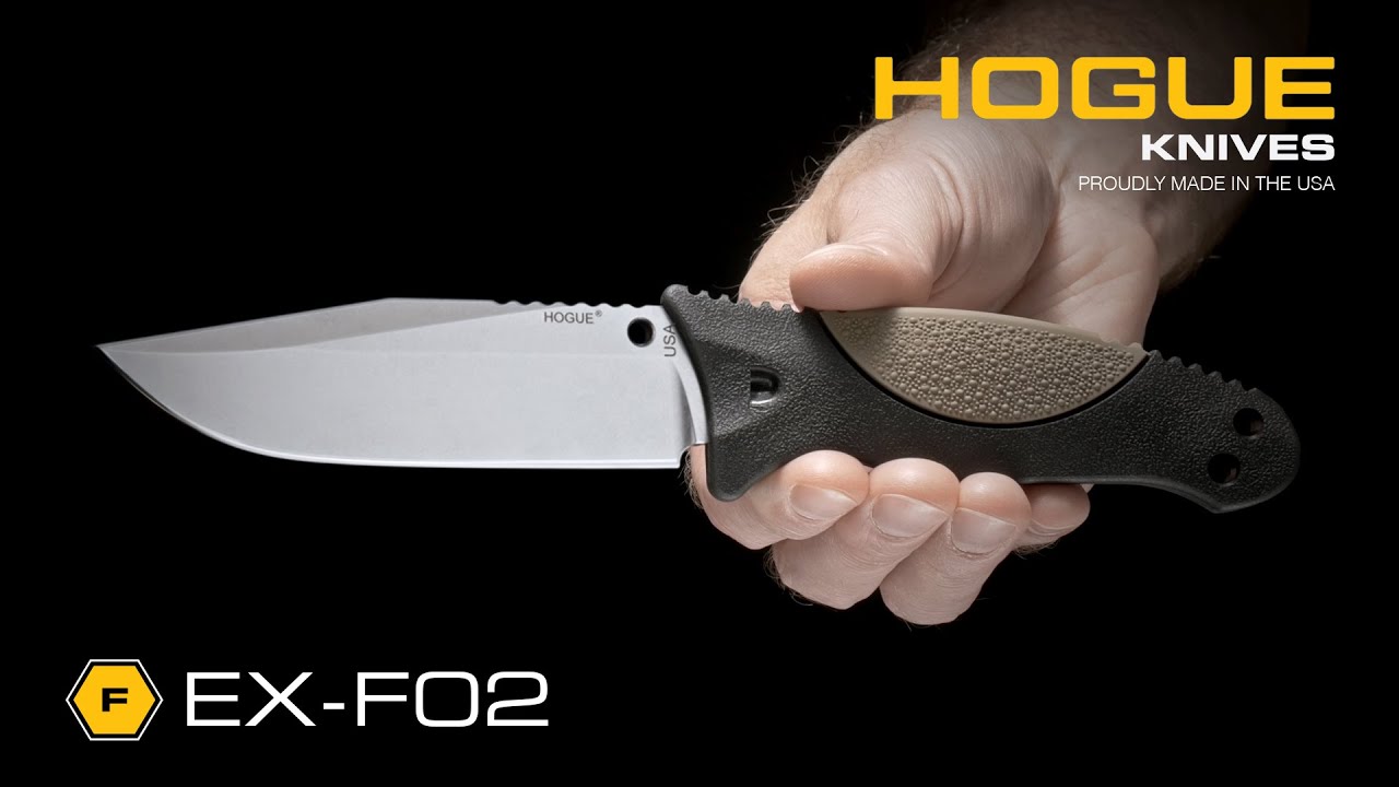 Hogue EX-F02 Clip Point Fixed Blade Black Polymer/Rubber (4.5" Stonewash) 35270