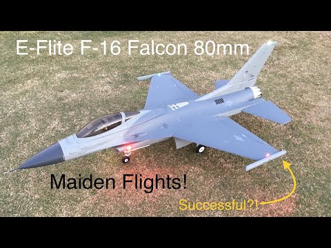 E-Flite F-16 Falcon 80mm EDF Maiden Flights and Review