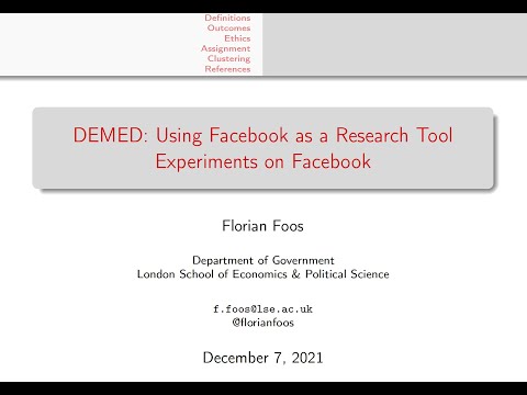 Webinar on Facebook as a Research Tool: Session 4 "Implementing Experiments on Facebook"
