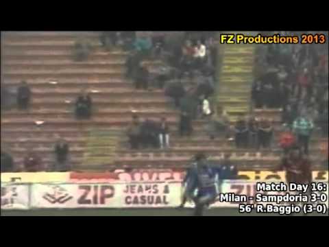 Serie A 1995-1996, day 16 Milan - Sampdoria 3-0 (R.Baggio goal) 