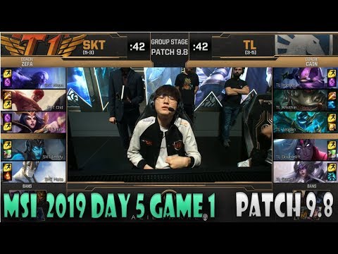 SK Telecom T1 vs Team Liquid Game 1 | MSI 2019 Group Stage Day 5 | SKT vs TL - LoL Patch 9.8