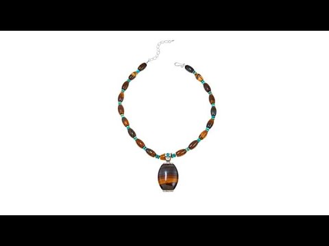 Jay King Desert Sunset Jasper and Turquoise Pendant with...