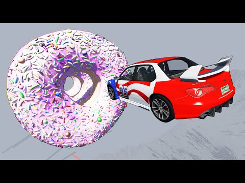 Breaking Jumping Through Huge Donut - Beamng Drive - TrainWorld