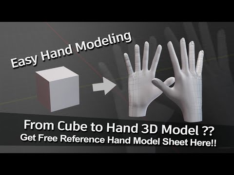 Easy Modeling Hand in blender free hand model sheet - blender tutorial