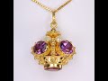 18K Yellow Gold Amethyst and Pearl Crown Pendant 10.00 Carats