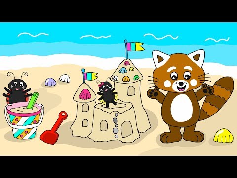 Sandslott - Pukkins bygger sandslott - tecknad film för barn