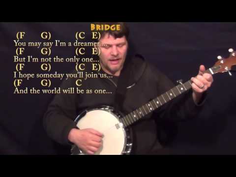 Imagine (John Lennon) Banjo Cover Lesson in C with Chords/Lyrics