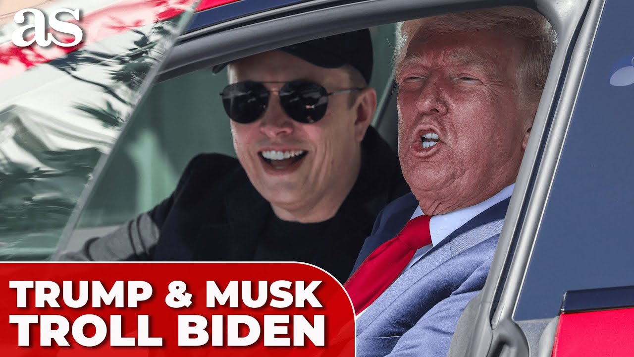 TRUMP and MUSK TROLL BIDEN as they hop into a TESLA