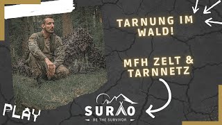 TARNEN IM WALD! | MFH Zweimannzelt & Tarnnetz | Surao Ausrüstung