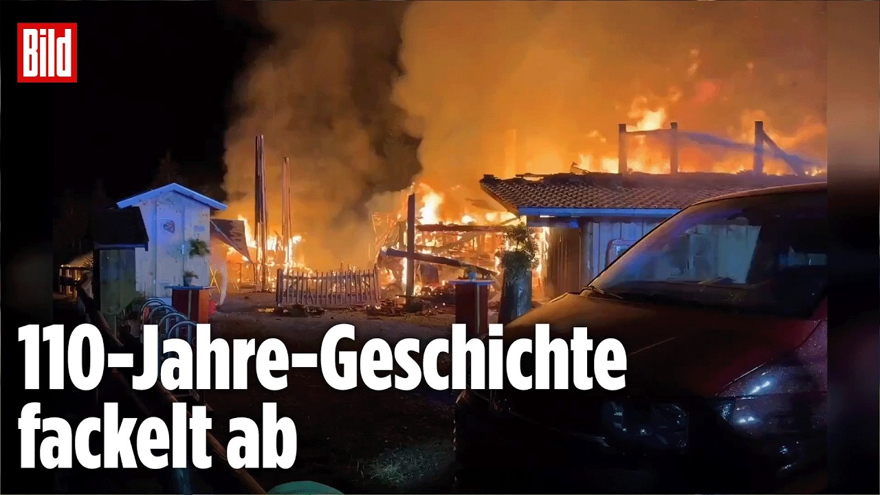 BAYERN: Feuer zerstört 110 Jahre alte Berghütte Alpe Mohr im Oberallgäu