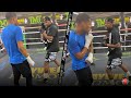 FLOYD MAYWEATHER TEACHING DEVIN HANEY SHOULDER ROLL DEFENSE   & HOW TO THROW POWER JABS!