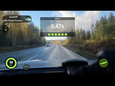 1998 Honda Prelude 2.0 133hp  0-100 Km/h Acceleration (Dragy)