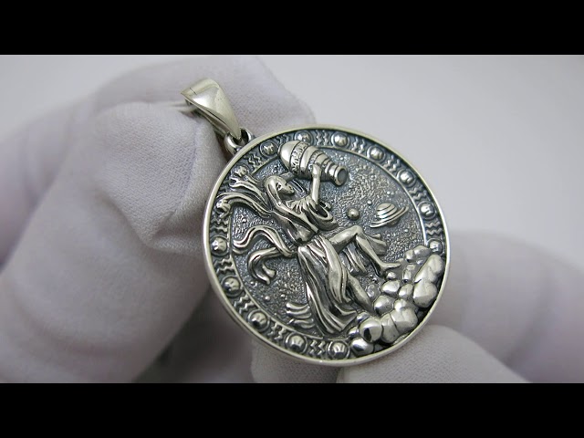 Срібний кулон знак зодіаку "Водолій" 3100587в Відео огляд