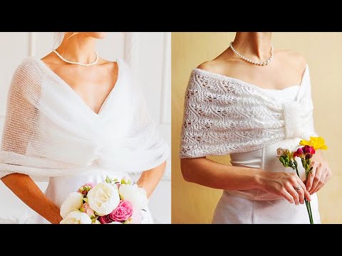 white bridal wedding shell shawl/Crochet vintage cap shawl/Knitting elegant bridal shawl wrap jacket