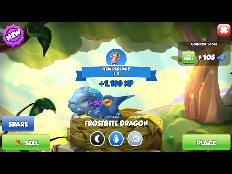 Hatched Frostbite Dragon | Completed Dark Moon Dragons Collection | Dragon Mania Legends