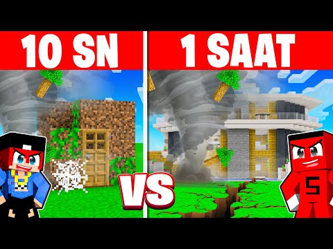 10 SANİYE vs 1 SAAT HORTUM SIĞINAĞI YAPI KAPIŞMASI !! - Minecraft