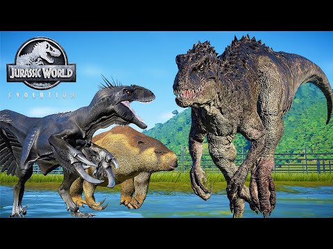 INDOMINUS REX VS SCORPIUS REX E750 VS MEGATHERIUM VS EXCAVARAPTOR - DINOSAUR TOURNAMENT || JWE