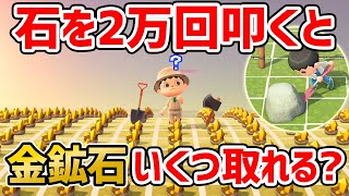 あつ森の石を2万回叩くと金鉱石は何個取れるのかを大調査！！！【あつまれどうぶつの森】