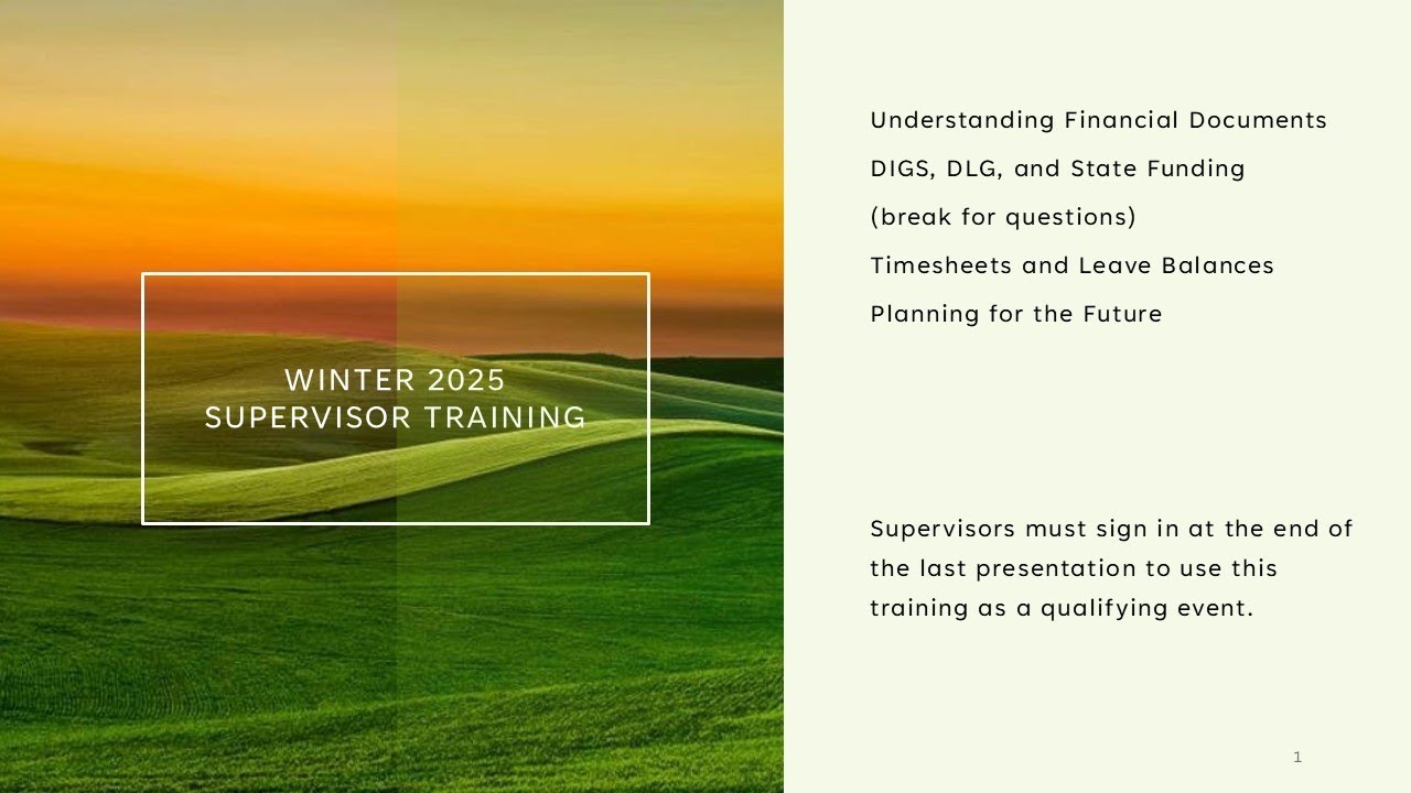 Winter 2025 Supervisor Training