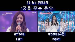 IZ*ONE(아이즈원) &amp; PRODUCE48 (프로듀스48) - AS WE DREAM (꿈을 꾸는 동안) COMPARISON